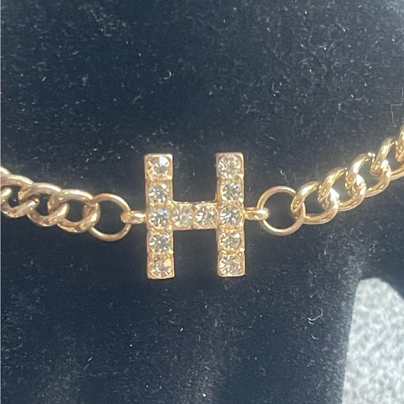 Clear Crystal H Gold Toned Bracelet - Picture 2 of 8